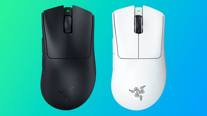 Razer Deathadder V3 Pro in black and white